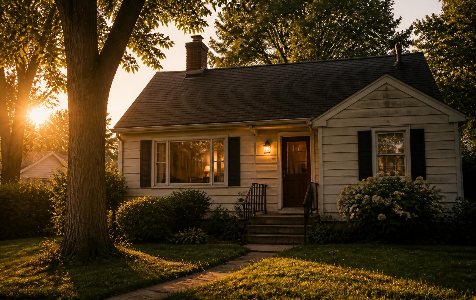 Single-family home at golden hour